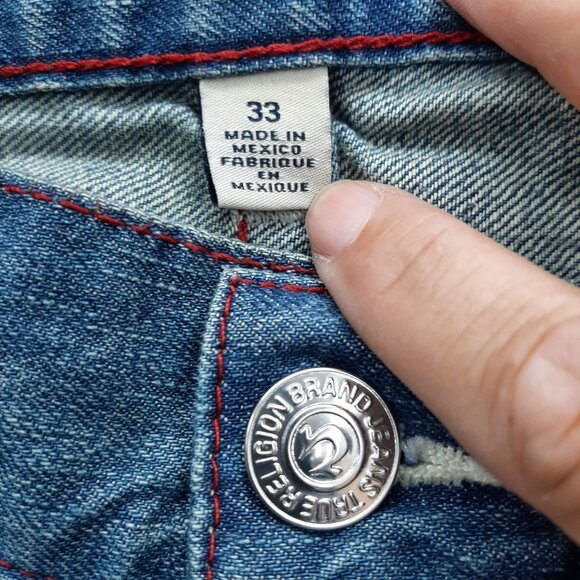True Religion Mens Straight Leg Jeans Blue Denim  Size 33  Mexico 100% cotton - Picture 2 of 11